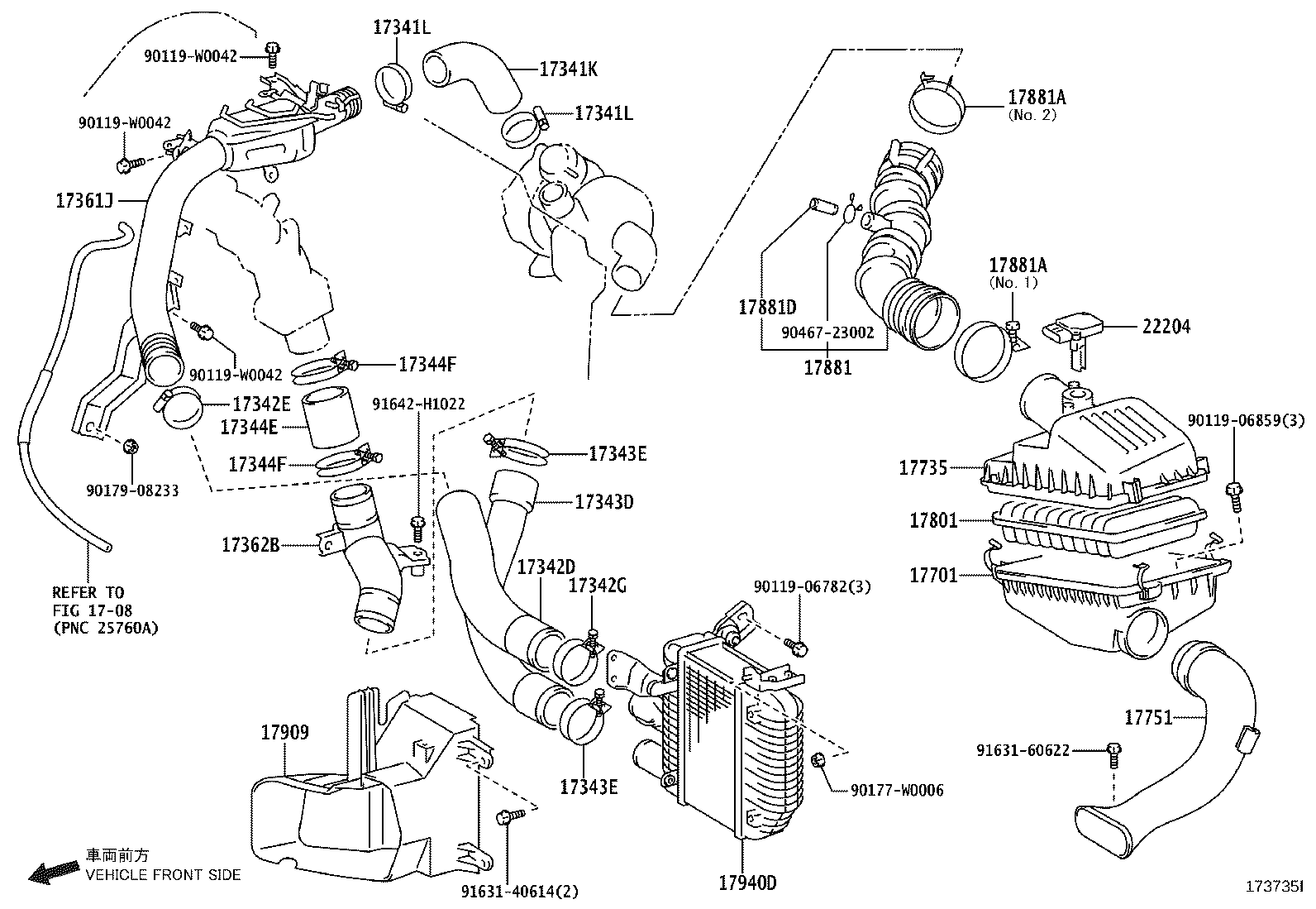 17341-27070 HOSE, AIR, NO.1(FOR INTERCOOLER) product image