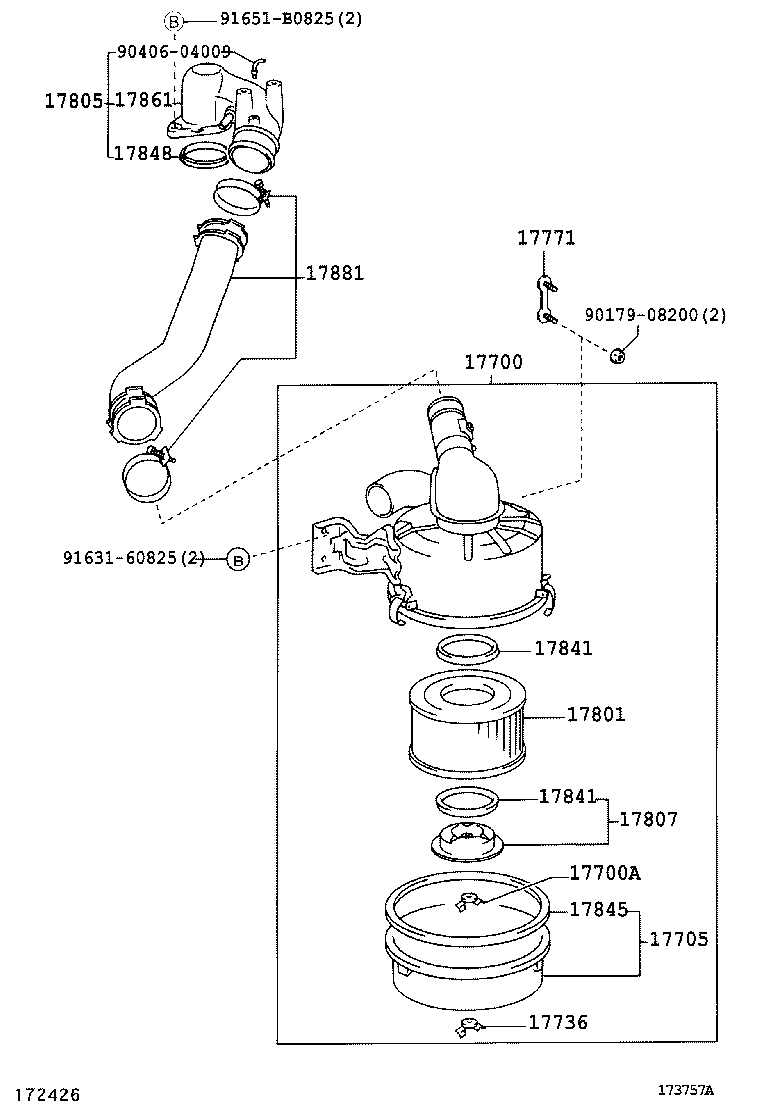 17113-78370 PIPE, INTAKE, NO.2 product image