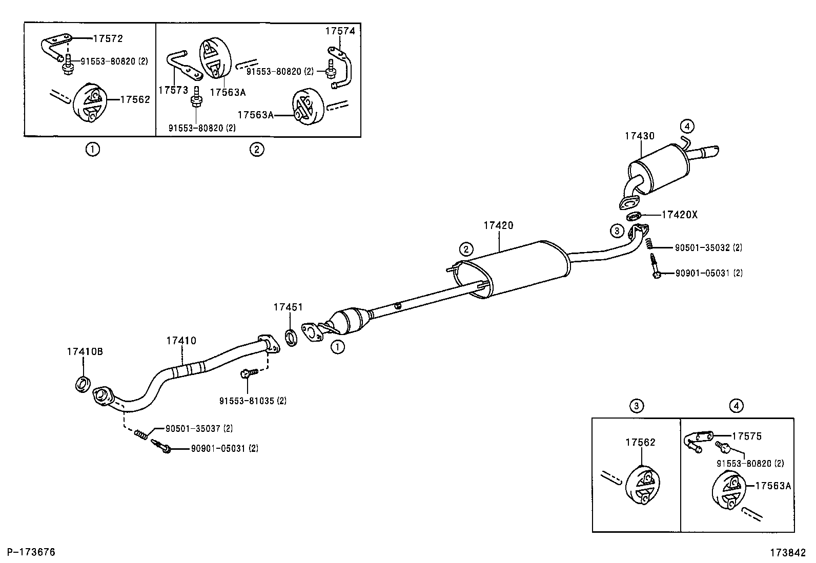 17420-28100 PIPE ASSY, EXHAUST, CENTER product image