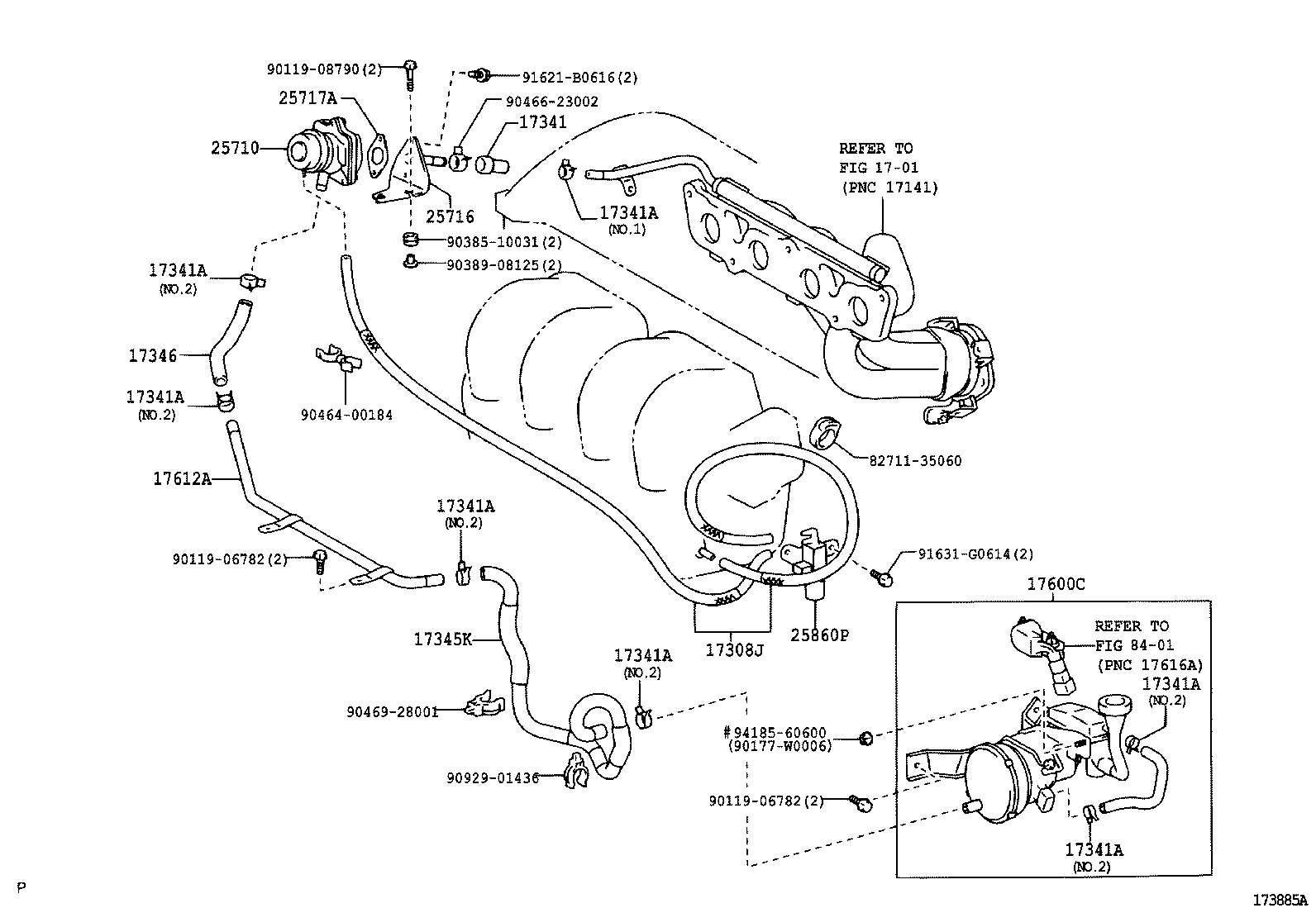 17341-88600 HOSE, NO.1(FOR AIR INJECTION SYSTEM) product image