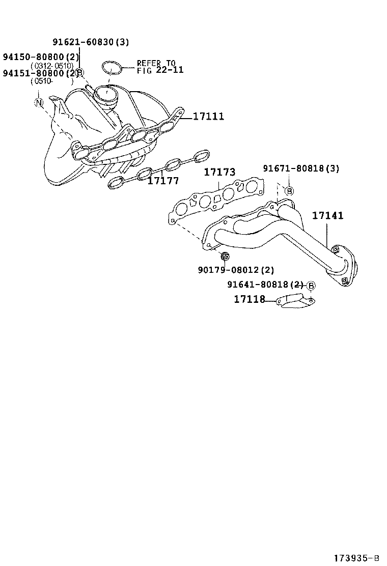 Toyota 17140-BZ070 MANIFOLD, EXHAUST
