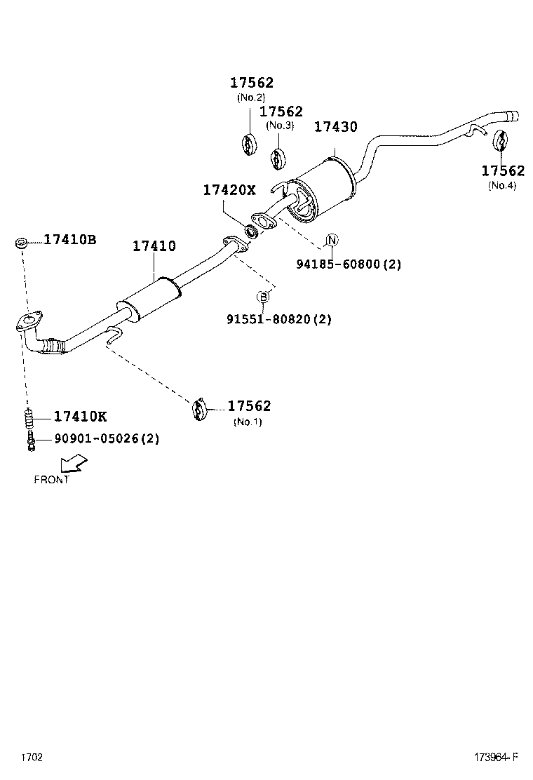 17567-BZ030 SUPPORT, EXHAUST PIPE, NO.2 product image