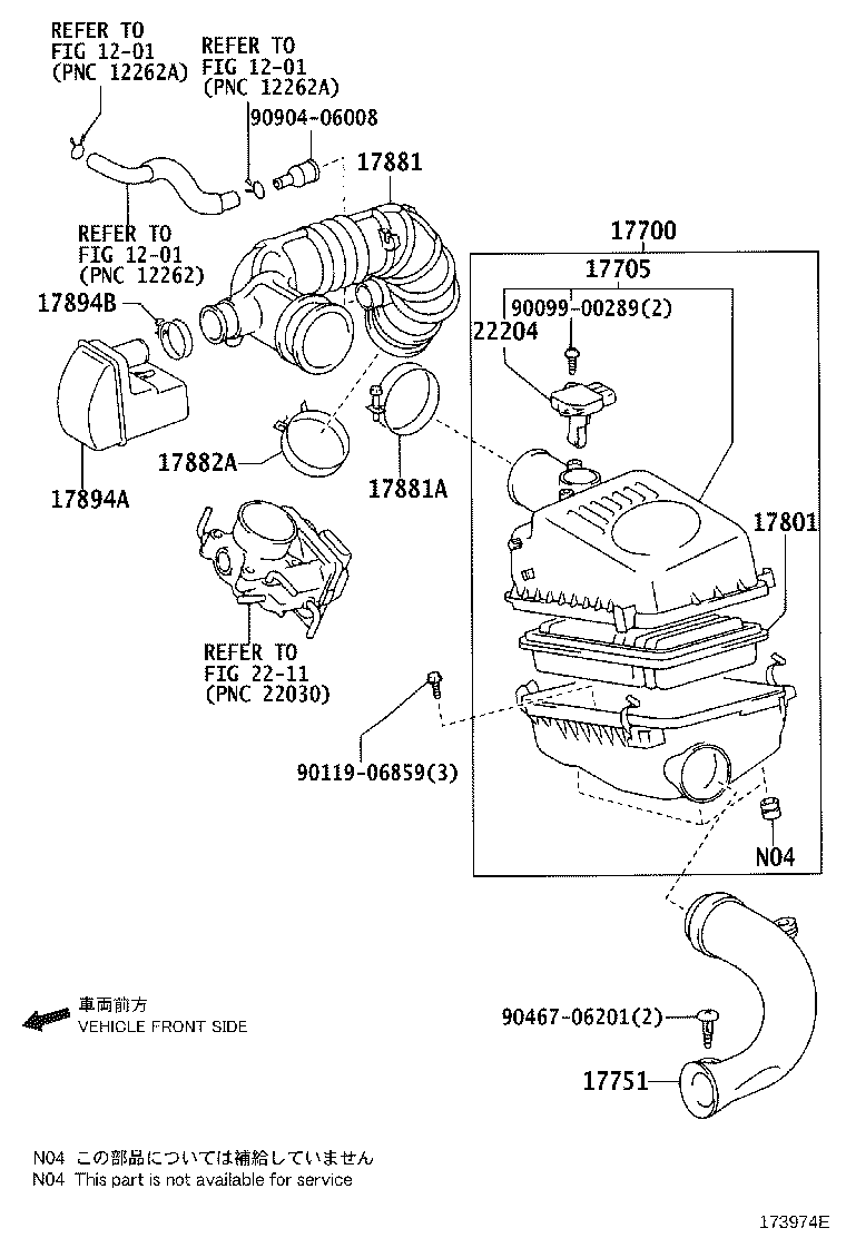 Toyota 17751-28050 INLET, AIR CLEANER, NO.1