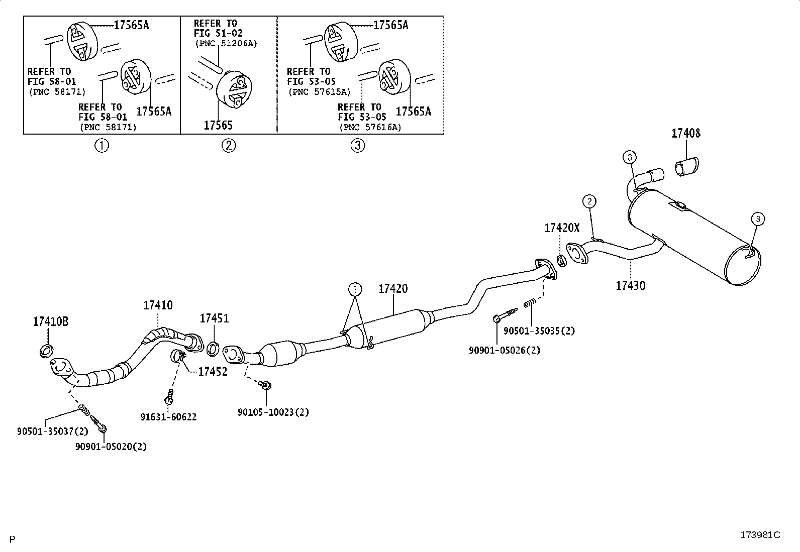17410-28501 PIPE ASSY, EXHAUST, FRONT product image