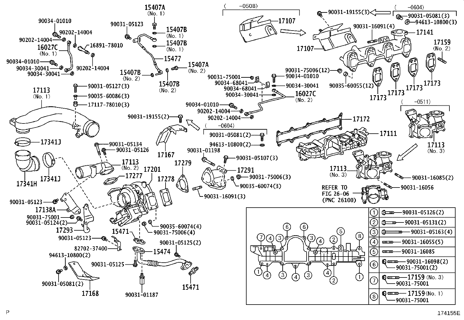15407-78080 PIPE, TURBO OIL OUTLET product image