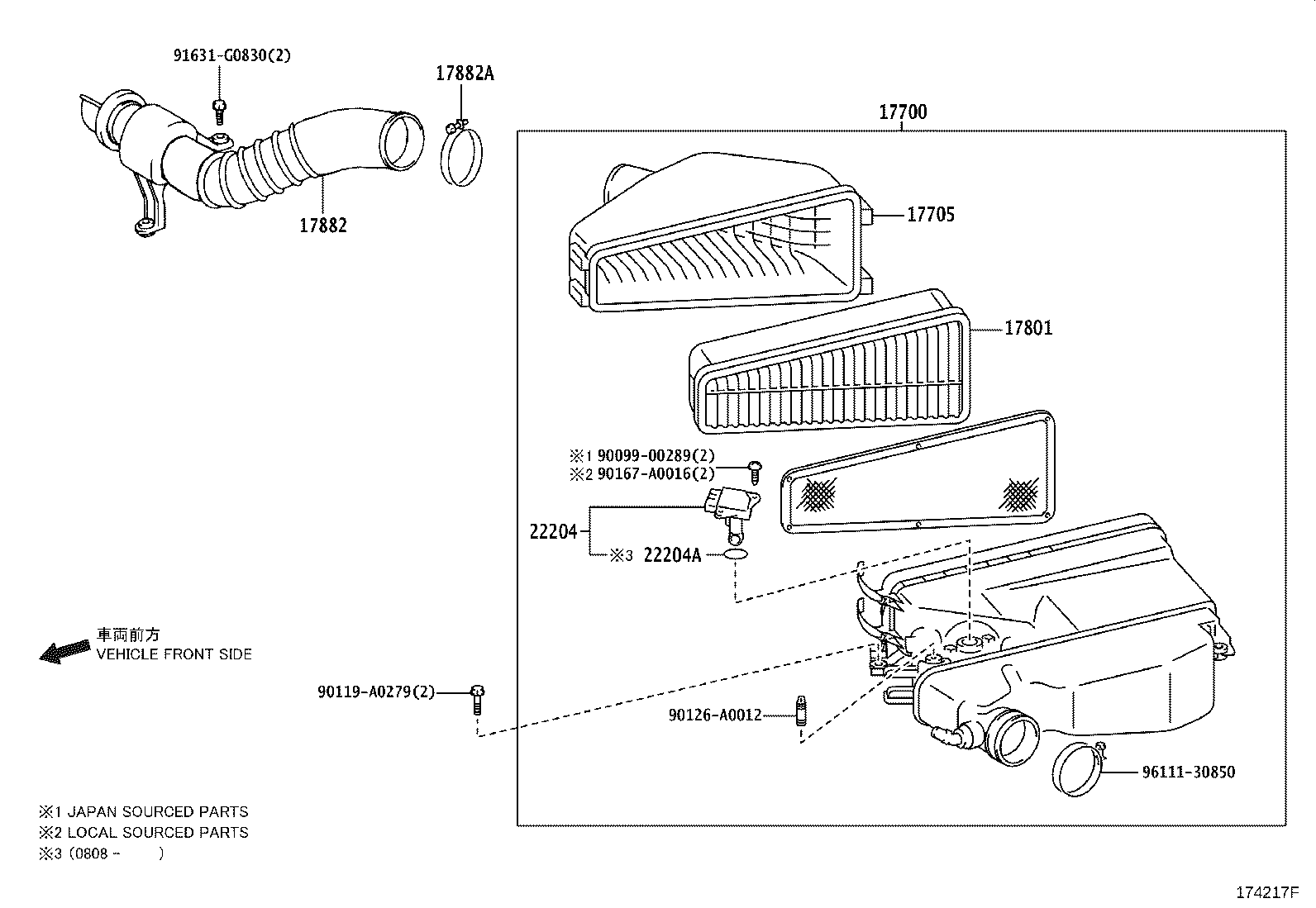 Toyota 17700-0C151 CLEANER ASSY, AIR