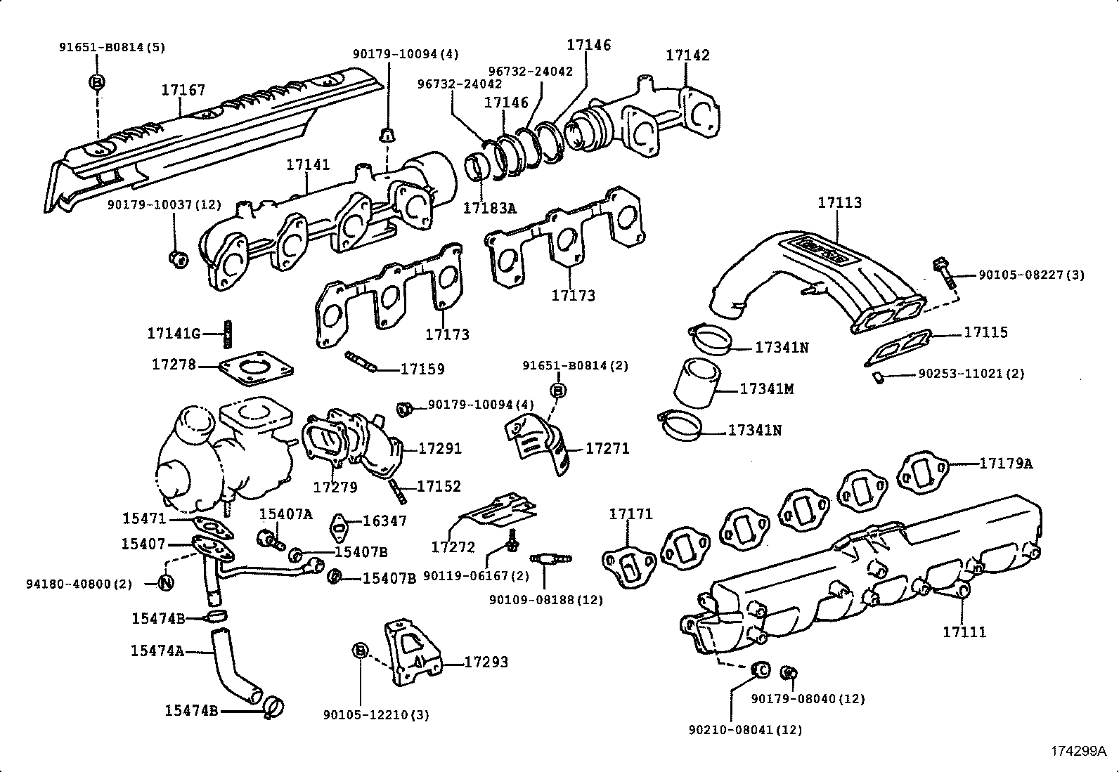 17141-78190 MANIFOLD, EXHAUST product image