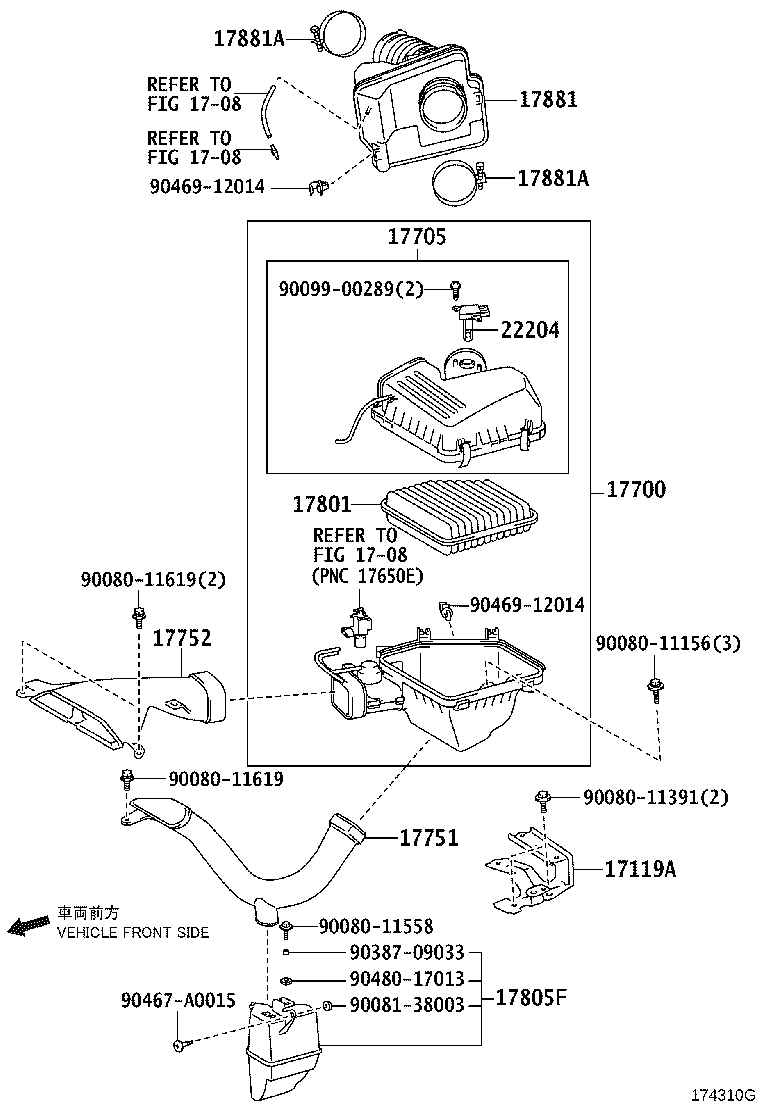 Toyota 17700-AD010 CLEANER ASSY, AIR