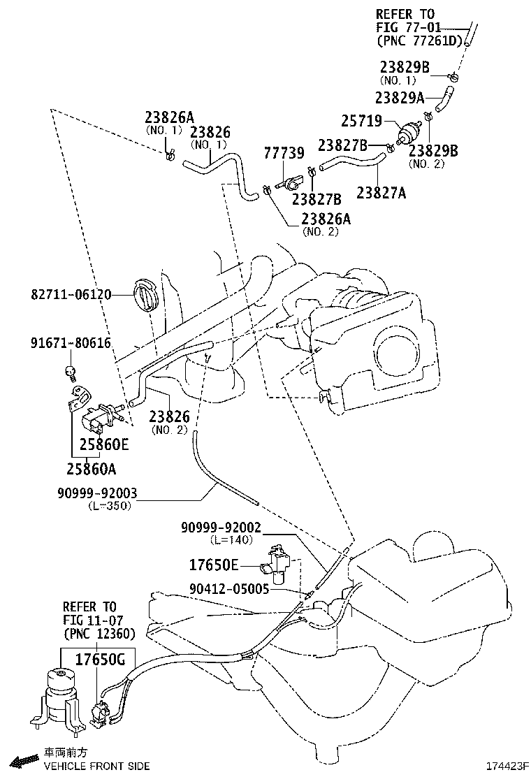 Toyota 23820-0P110 HOSE ASSY, FUEL VAPOR FEED