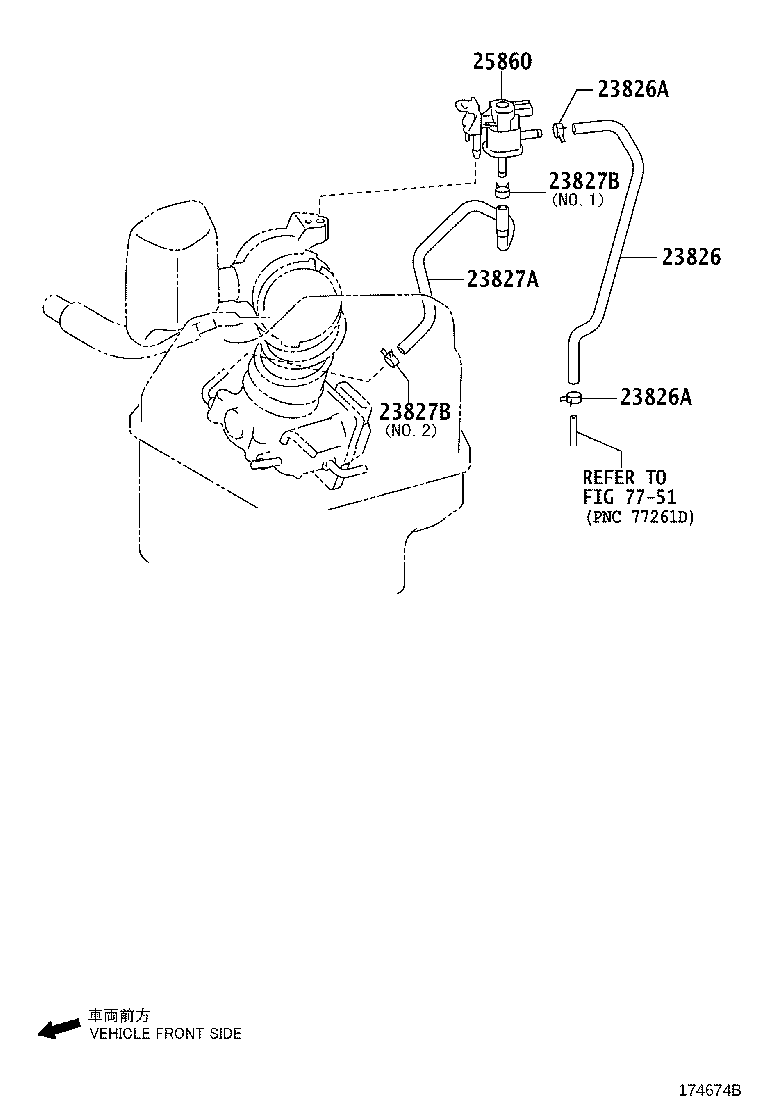 Toyota 23820-31061 HOSE ASSY, FUEL VAPOR FEED