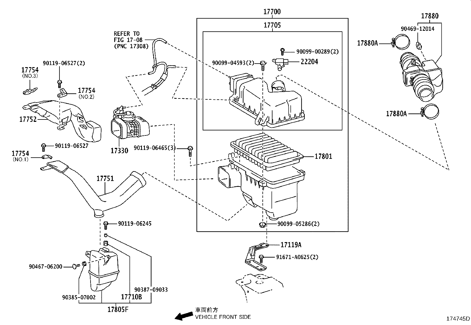 17754-20020 STAY, AIR CLEANER INLET product image