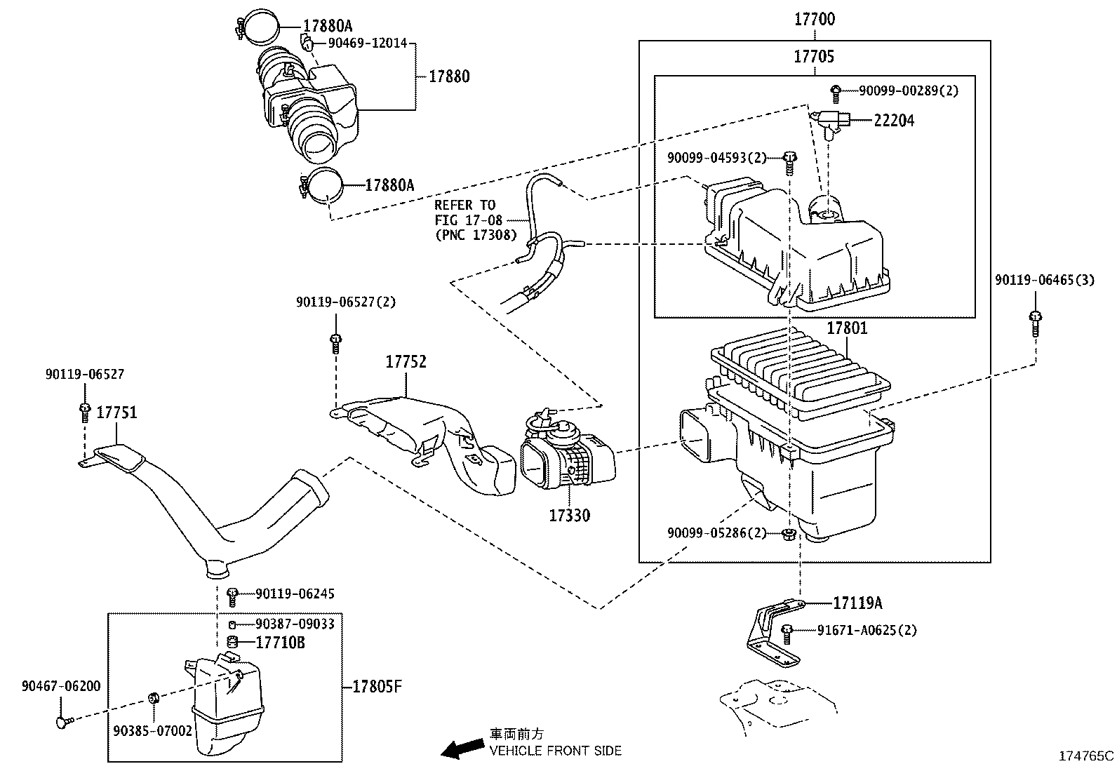 Toyota 17751-20030 INLET, AIR CLEANER, NO.1