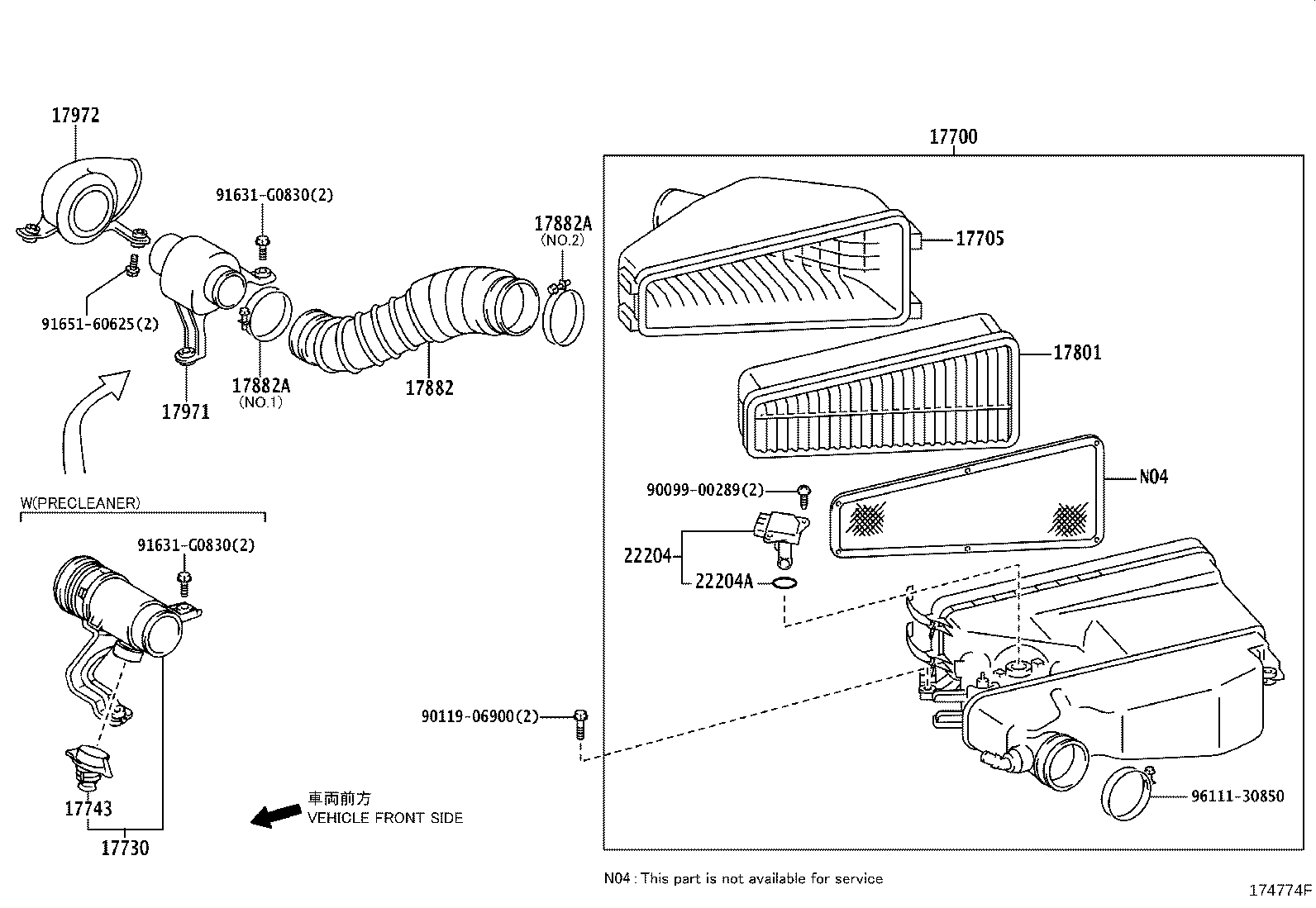 Toyota 17700-31530 CLEANER ASSY, AIR