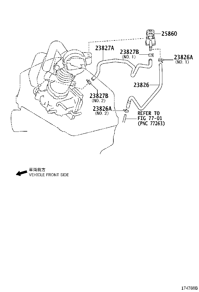 Toyota 17308-31010 HOSE SUB-ASSY, VACUUM(FOR IDLE-UP)