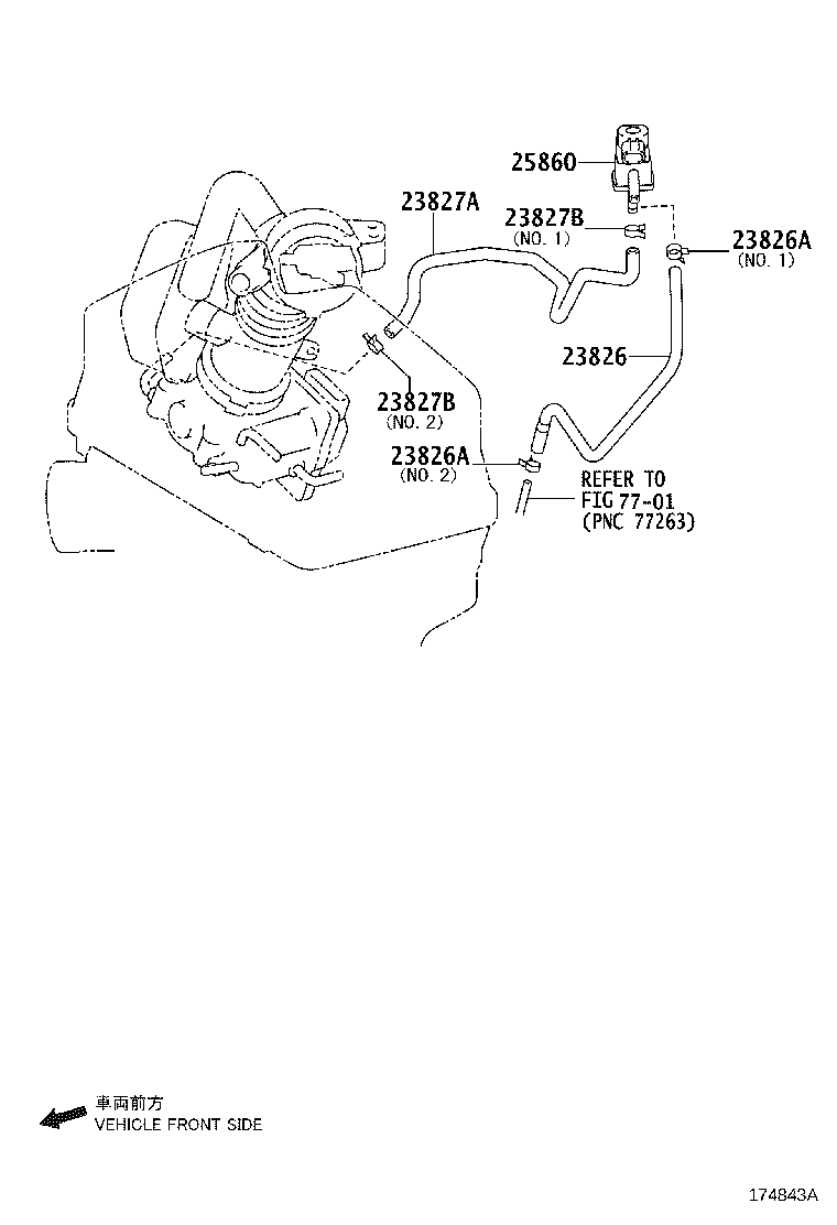 Toyota 23826-0P040 HOSE, FUEL VAPOR FEED, NO.1