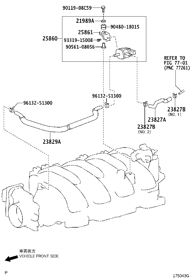 Toyota 23827-38010 HOSE, FUEL VAPOR FEED, NO.2