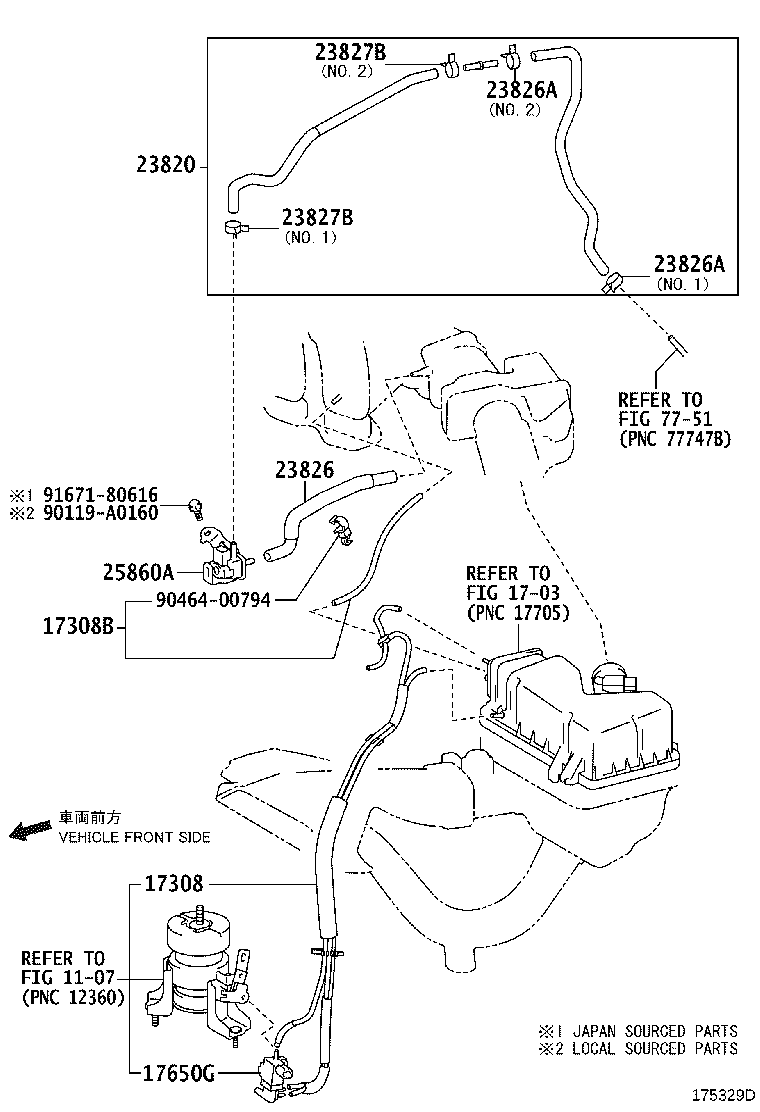 Toyota 23820-0P100 HOSE ASSY, FUEL VAPOR FEED
