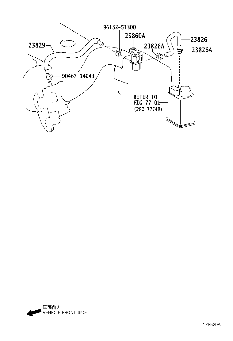 23826-22190 HOSE, FUEL VAPOR FEED, NO.1 product image
