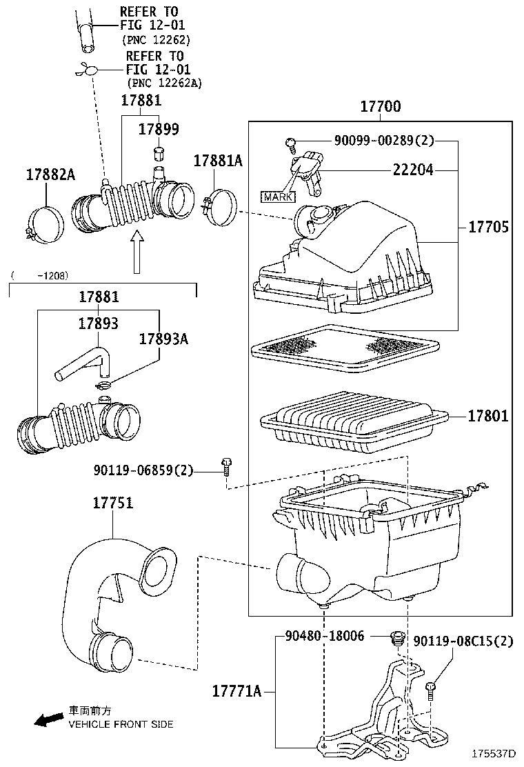Toyota 17700-37320 CLEANER ASSY, AIR