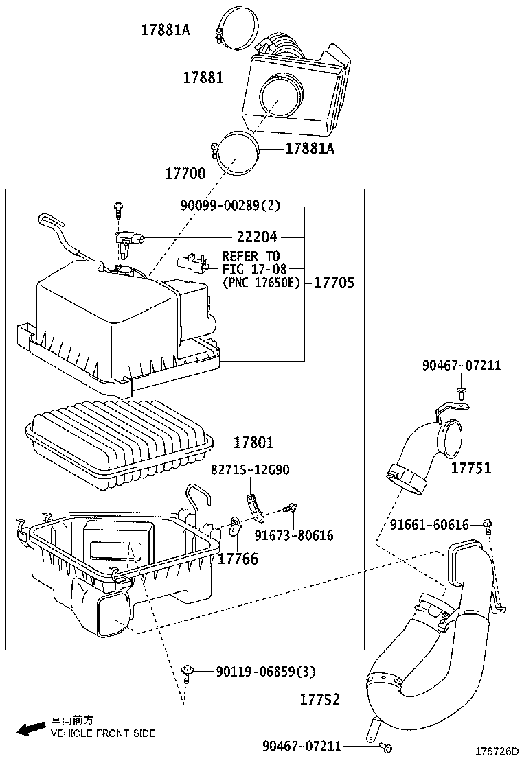 17752-31140 INLET, AIR CLEANER, NO.2 product image