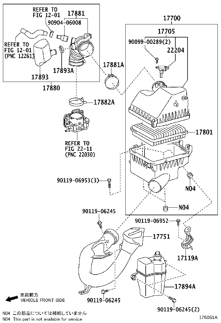 Toyota 17751-31140 INLET, AIR CLEANER, NO.1