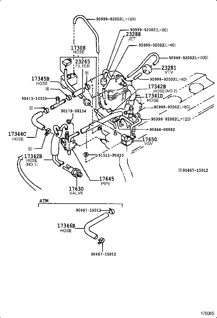 17345-74040 HOSE, NO.5(FOR IDLE-UP) product image