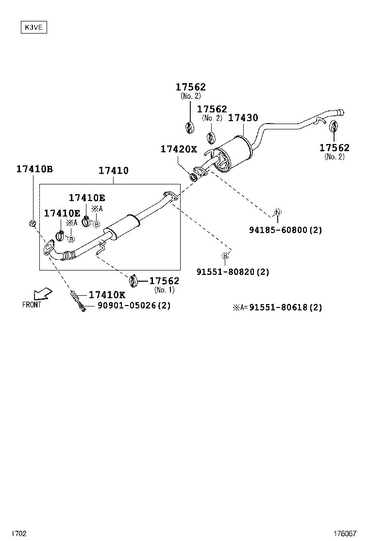 17567-BZ030 SUPPORT, EXHAUST PIPE, NO.2 product image