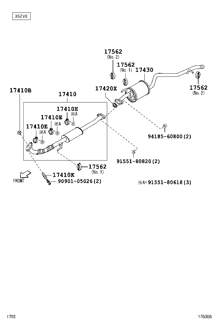 17567-BZ030 SUPPORT, EXHAUST PIPE, NO.2 product image