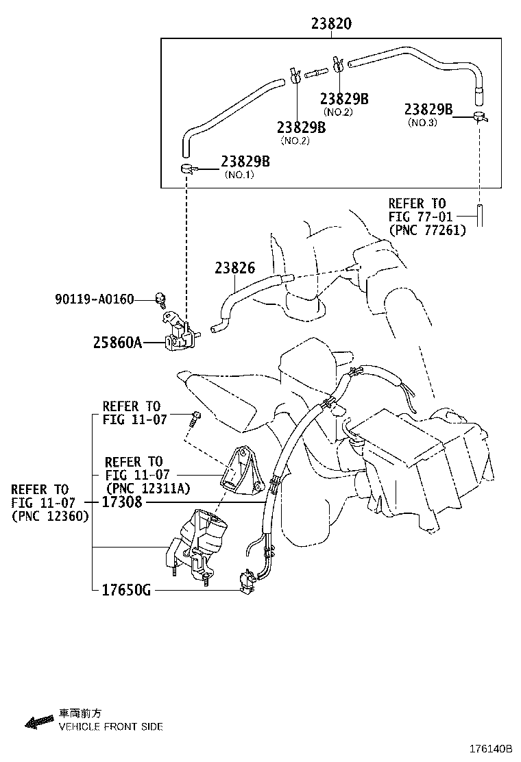 Toyota 23826-0P130 HOSE, FUEL VAPOR FEED, NO.1