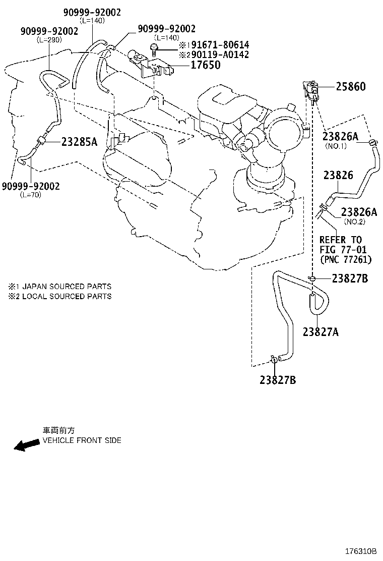 Toyota 17308-0P022 HOSE SUB-ASSY, VACUUM(FOR IDLE-UP)