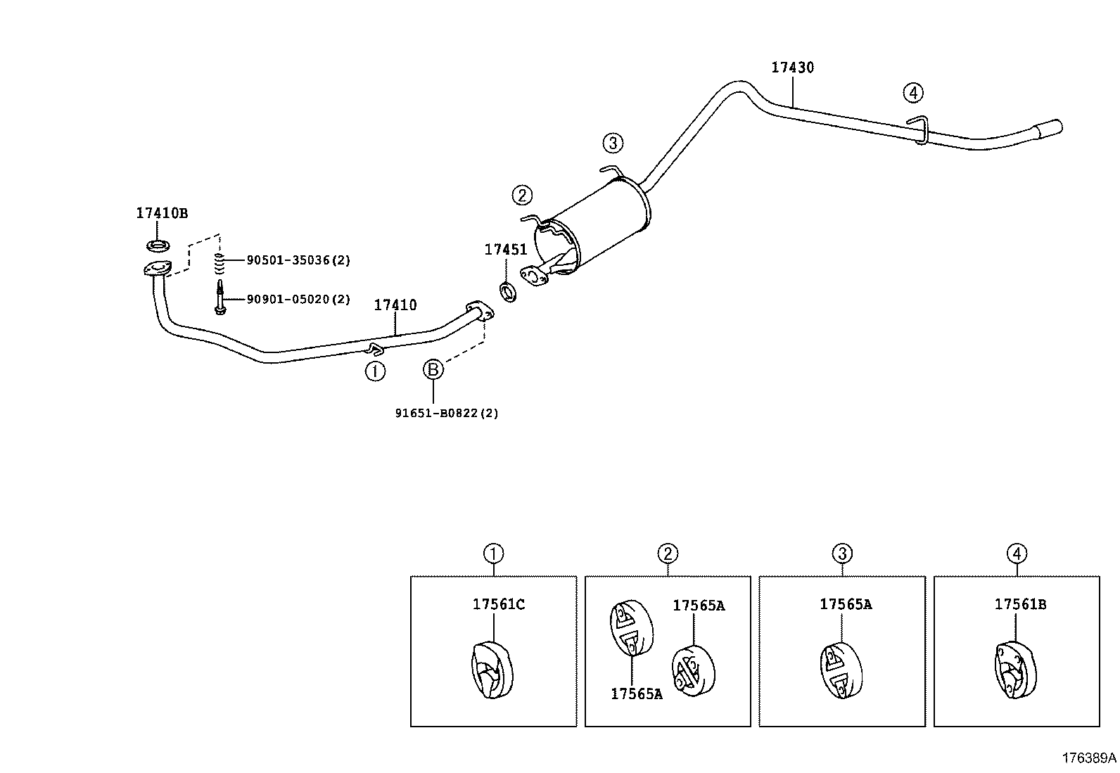 17430-13510 PIPE ASSY, EXHAUST, TAIL product image