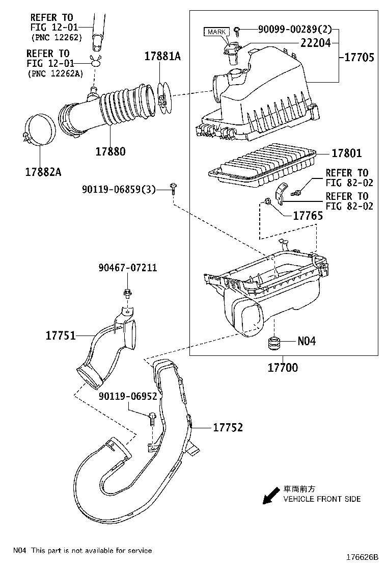 17752-37090 INLET, AIR CLEANER, NO.2 product image