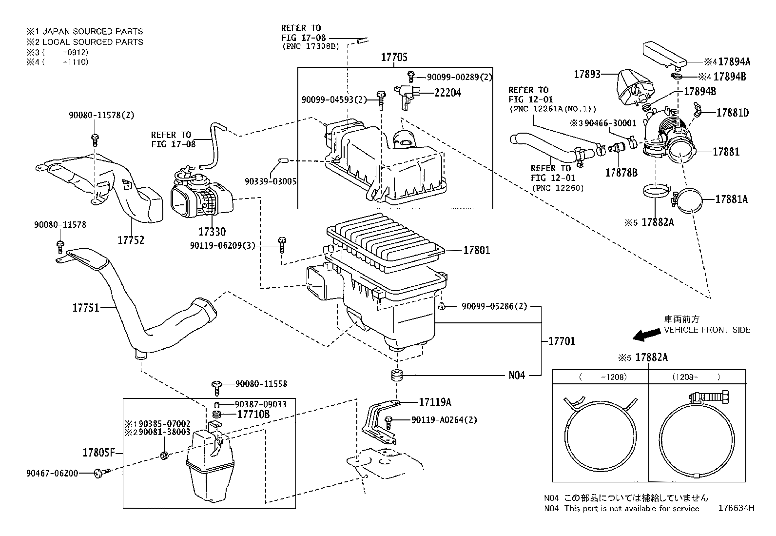 Toyota 17751-0V030 INLET, AIR CLEANER, NO.1