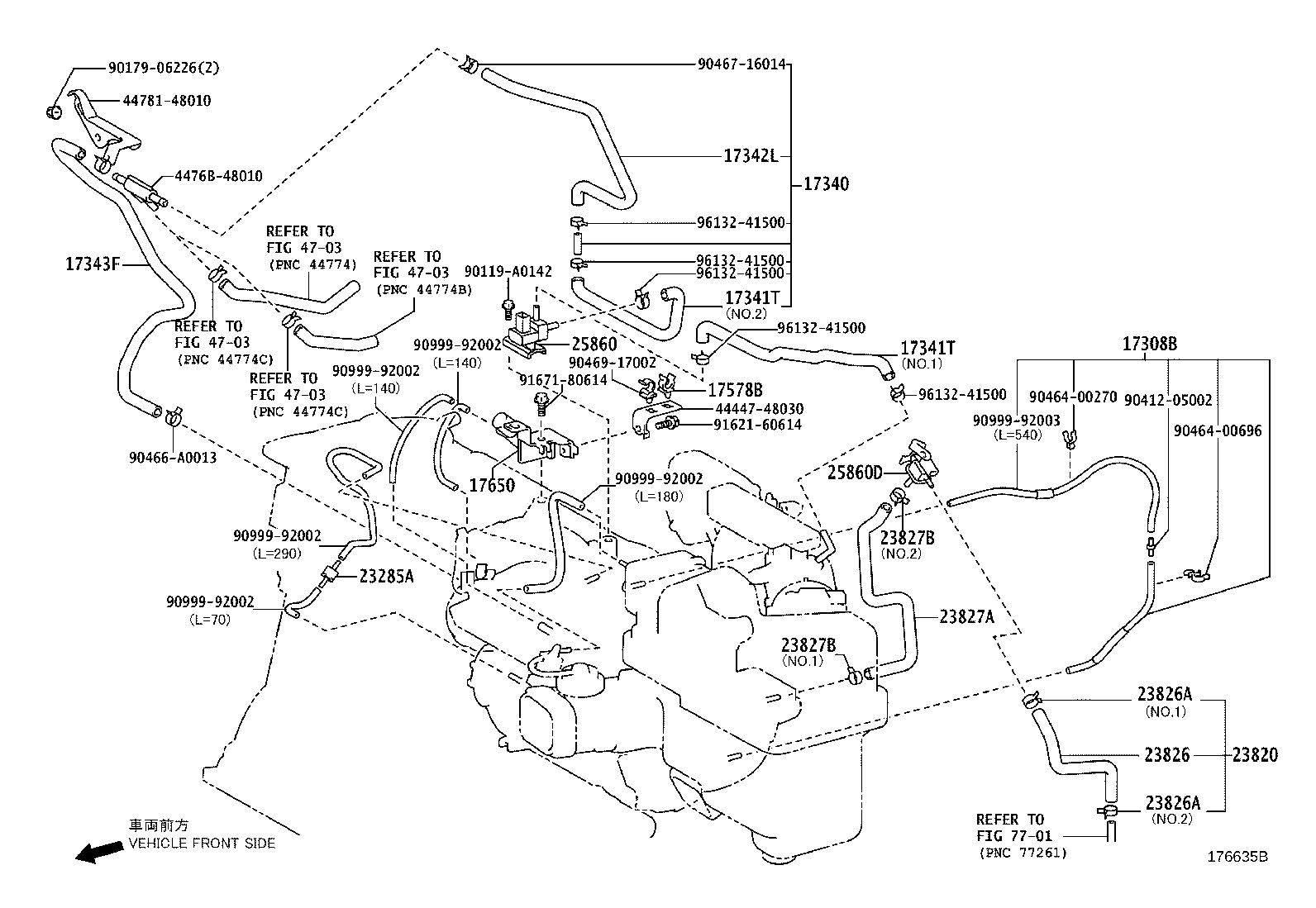 Toyota 17308-0P060 HOSE SUB-ASSY, VACUUM(FOR IDLE-UP)