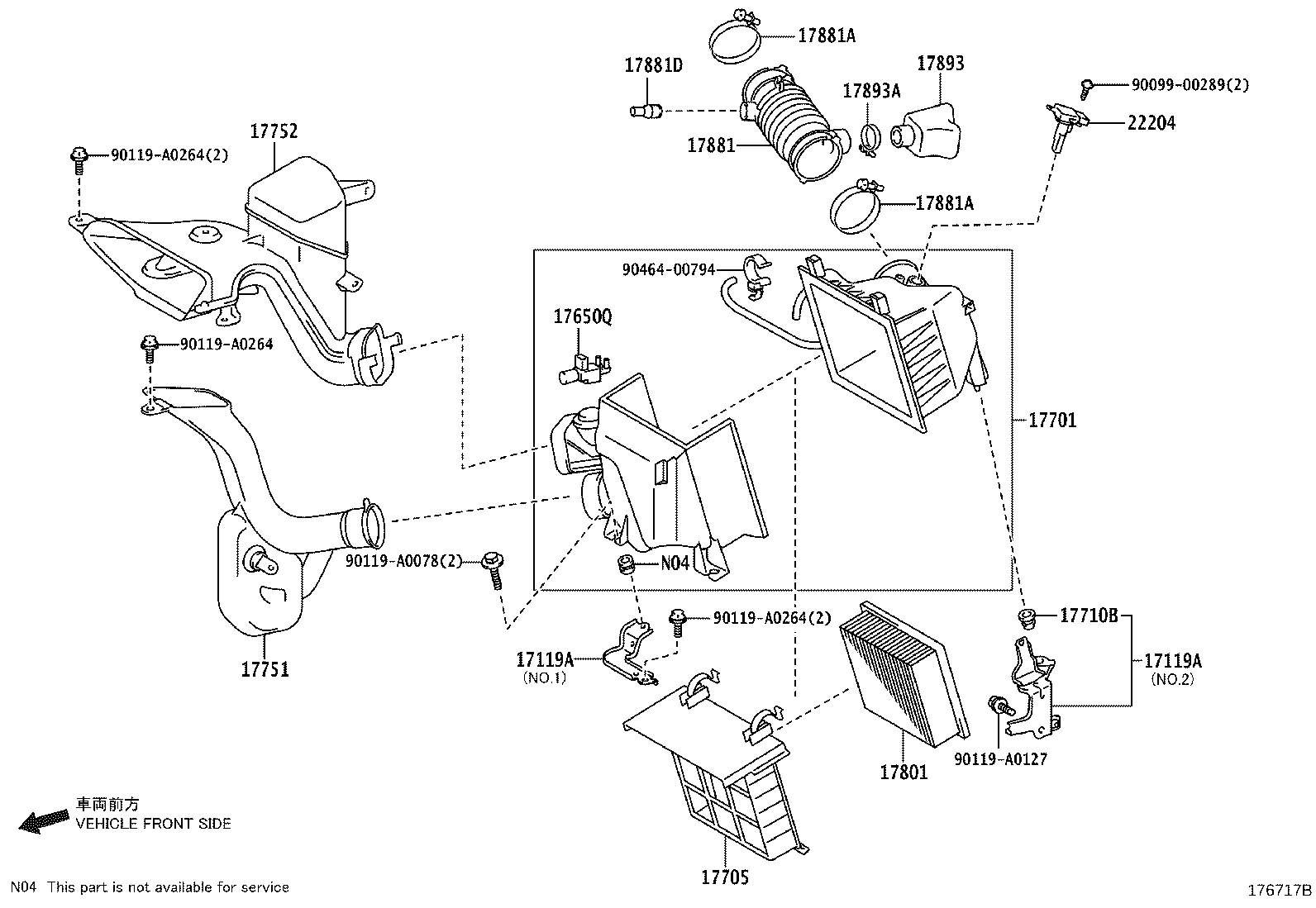 Toyota 17751-0P100 INLET, AIR CLEANER, NO.1