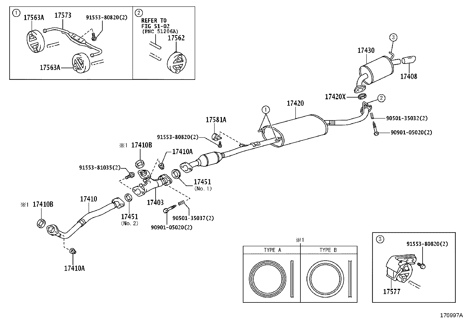 17403-20180 PIPE SUB-ASSY, EXHAUST, FRONT NO.3 product image