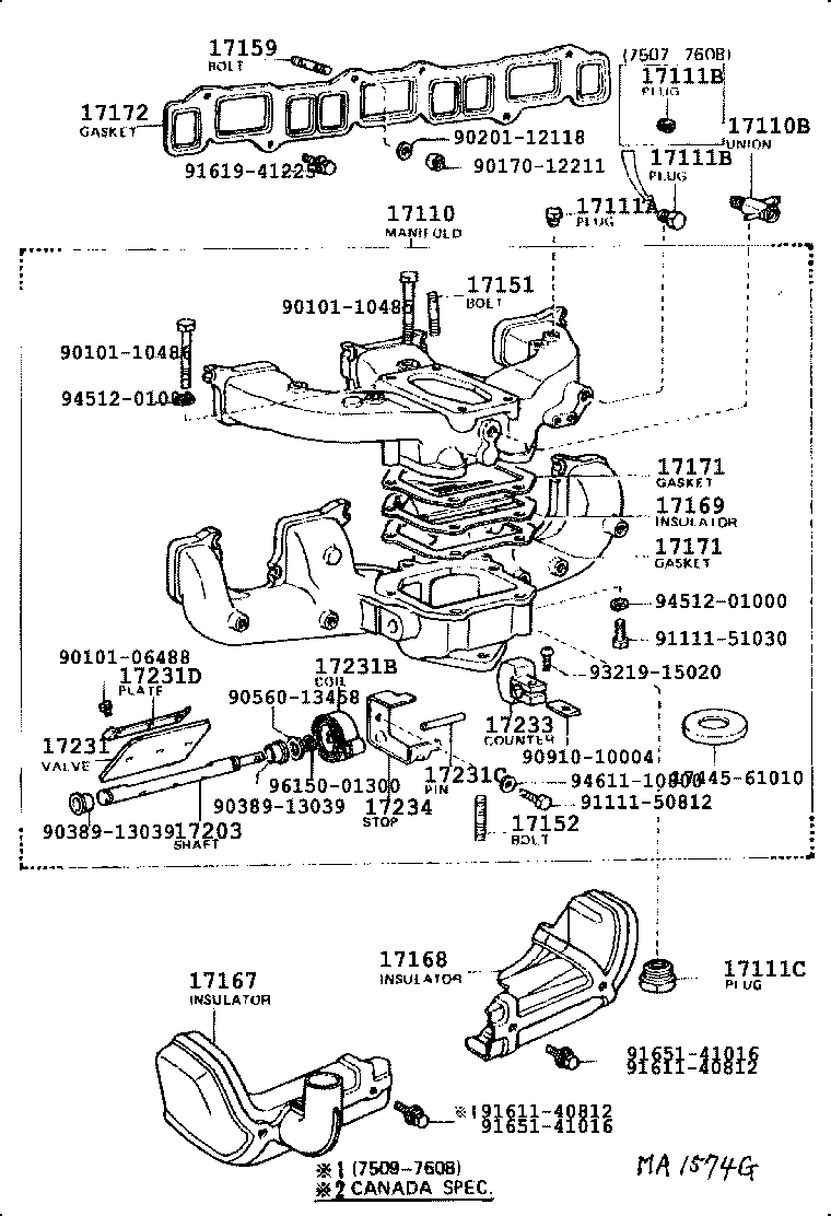 17172-61040 GASKET, MANIFOLD TO CYLINDER HEAD product image