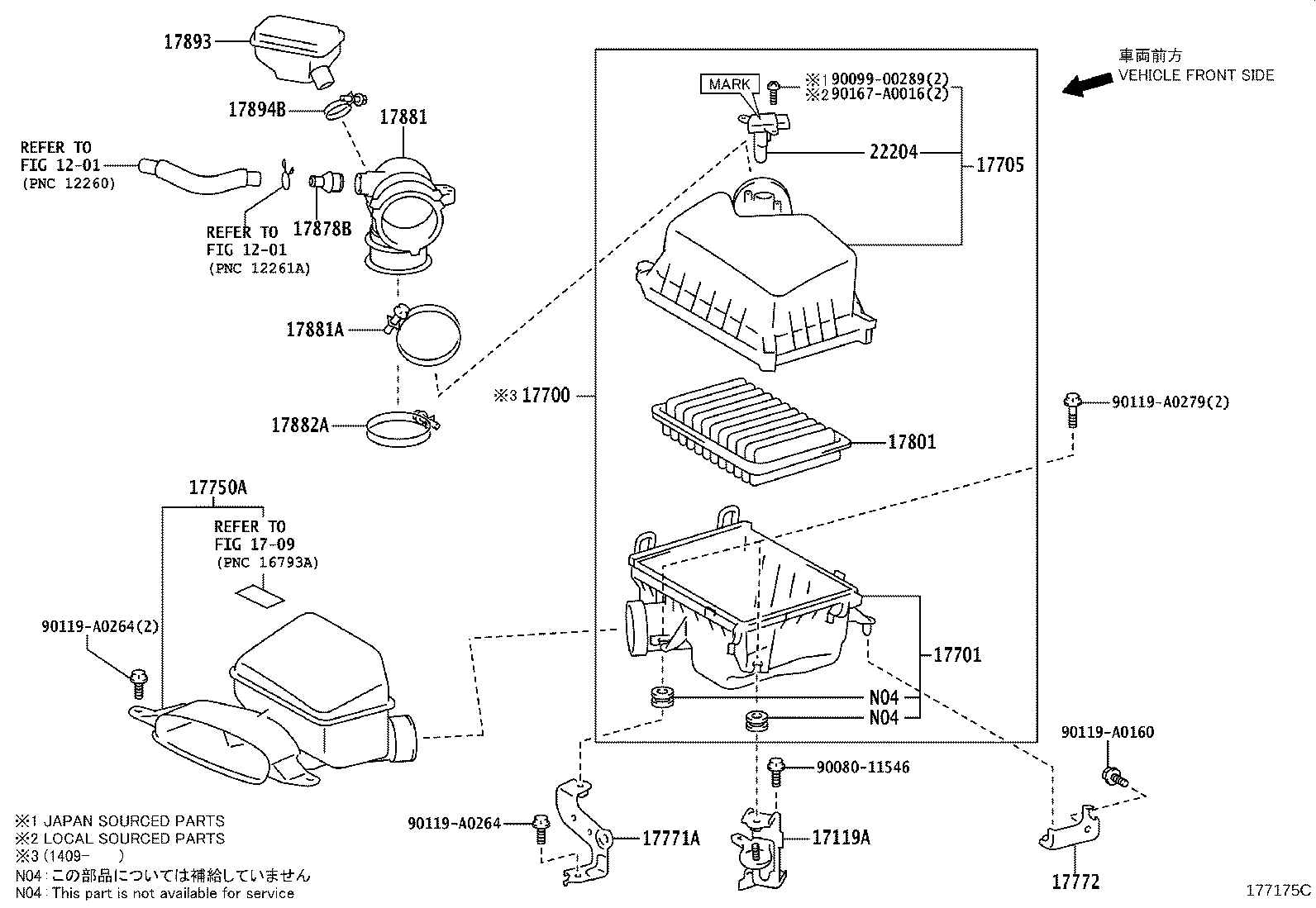 Toyota 17700-0V020 CLEANER ASSY, AIR