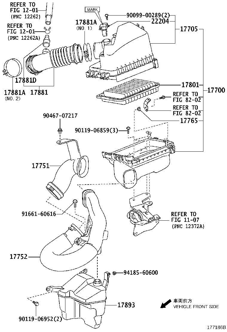 Toyota 17751-37060 INLET, AIR CLEANER, NO.1