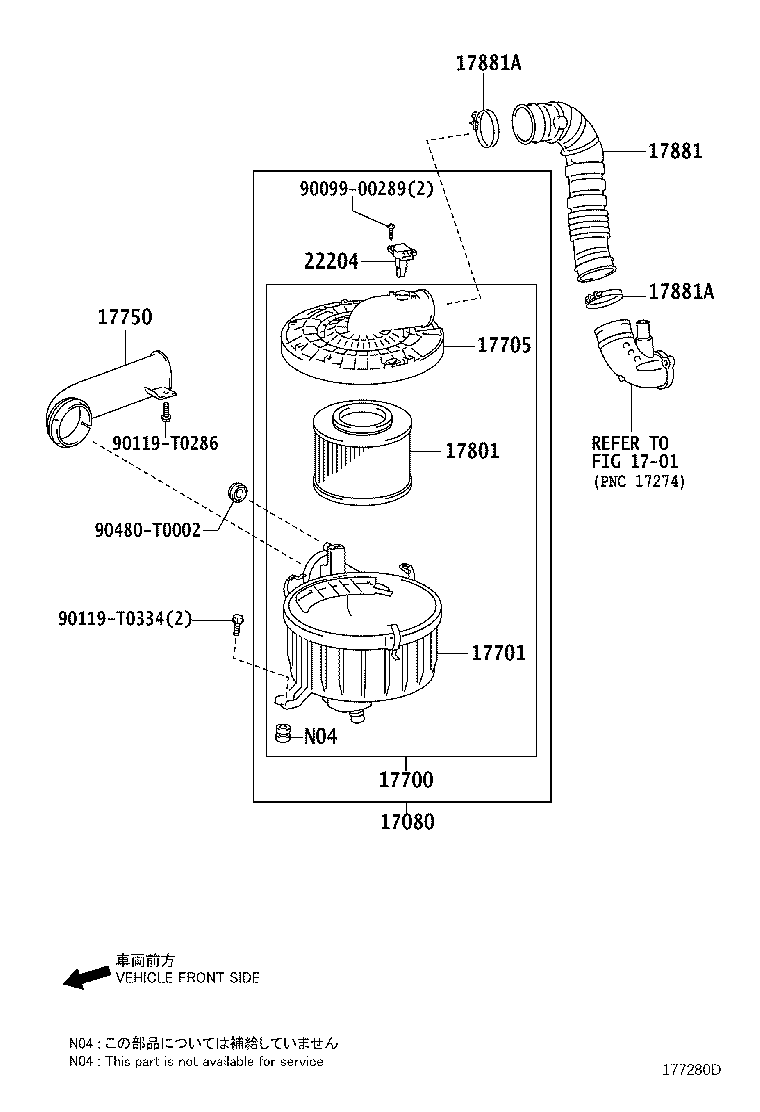 17080-0L210 CLEANER ASSY, AIR W/AIR FLOW METER product image