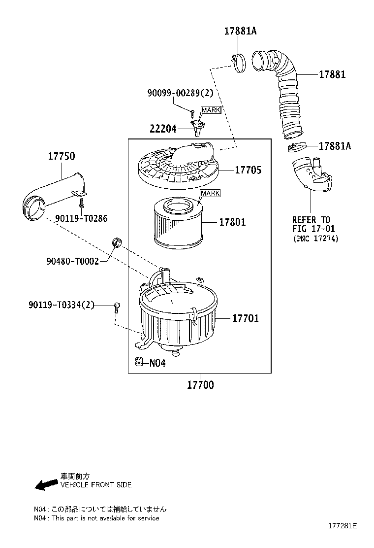 17080-0L210 CLEANER ASSY, AIR W/AIR FLOW METER product image
