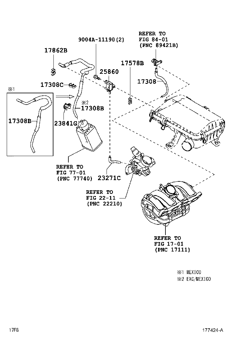 Toyota 23827-BZ020 HOSE, FUEL VAPOR FEED, NO.2