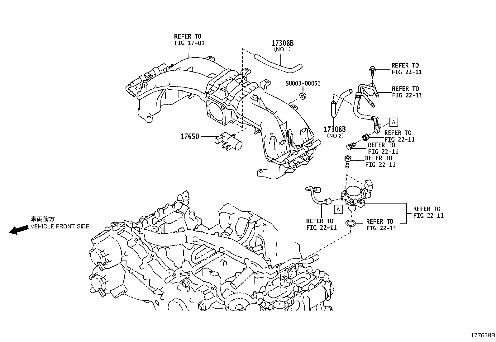 Toyota SU003-07230 HOSE SUB-ASSY, VACUUM
