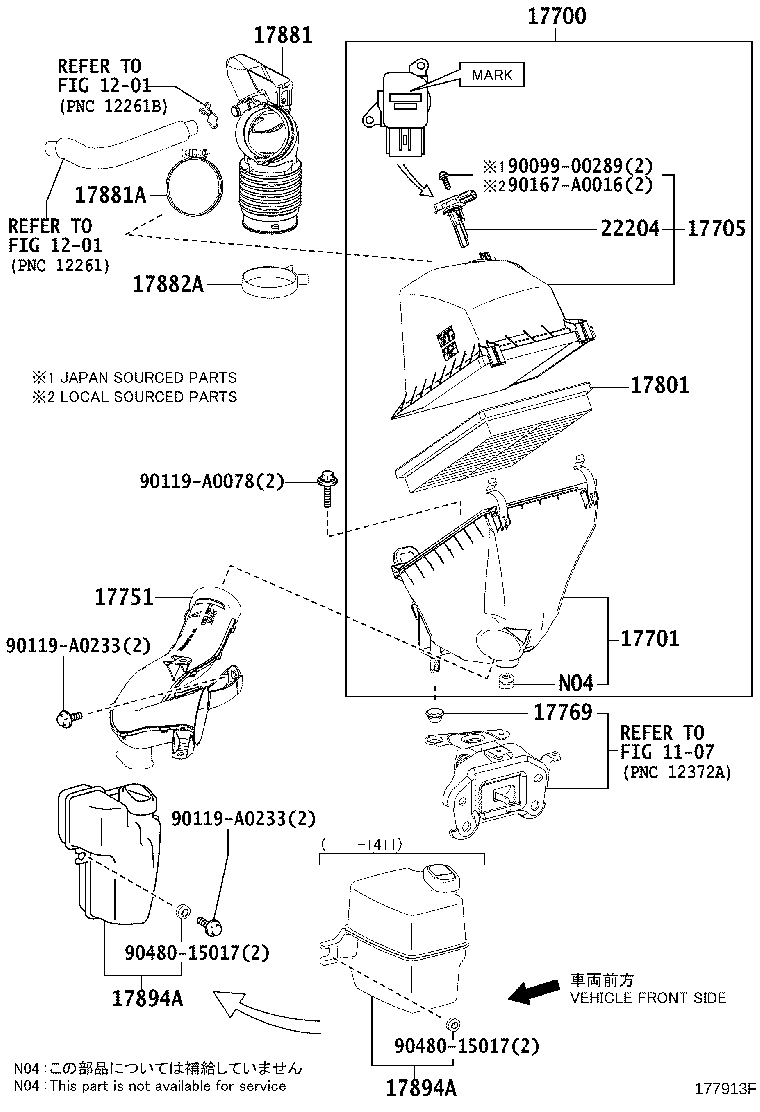 Toyota 17700-0V140 CLEANER ASSY, AIR