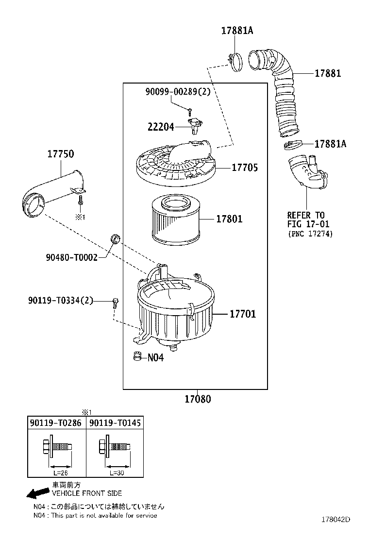 17080-0L210 CLEANER ASSY, AIR W/AIR FLOW METER product image