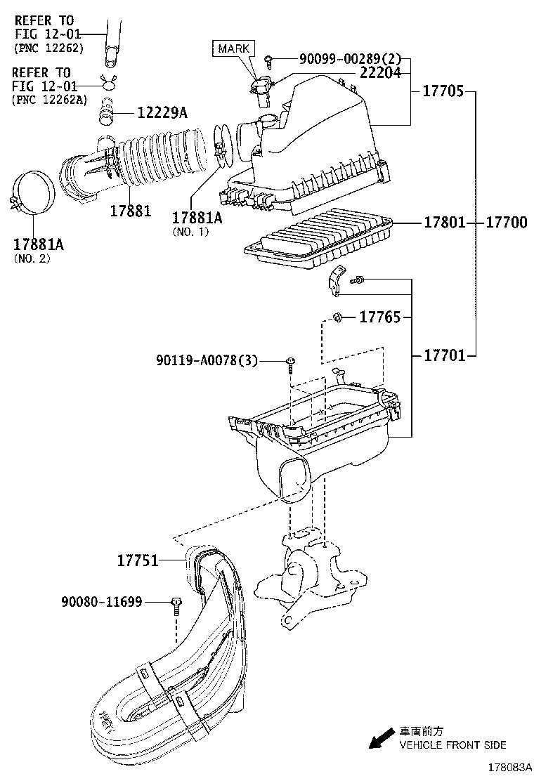 Toyota 17700-0T043 CLEANER ASSY, AIR