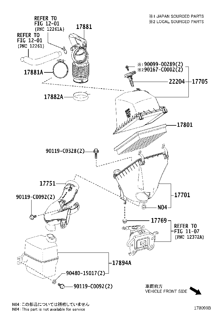 17769-0V030 SUPPORT, AIR CLEANER product image