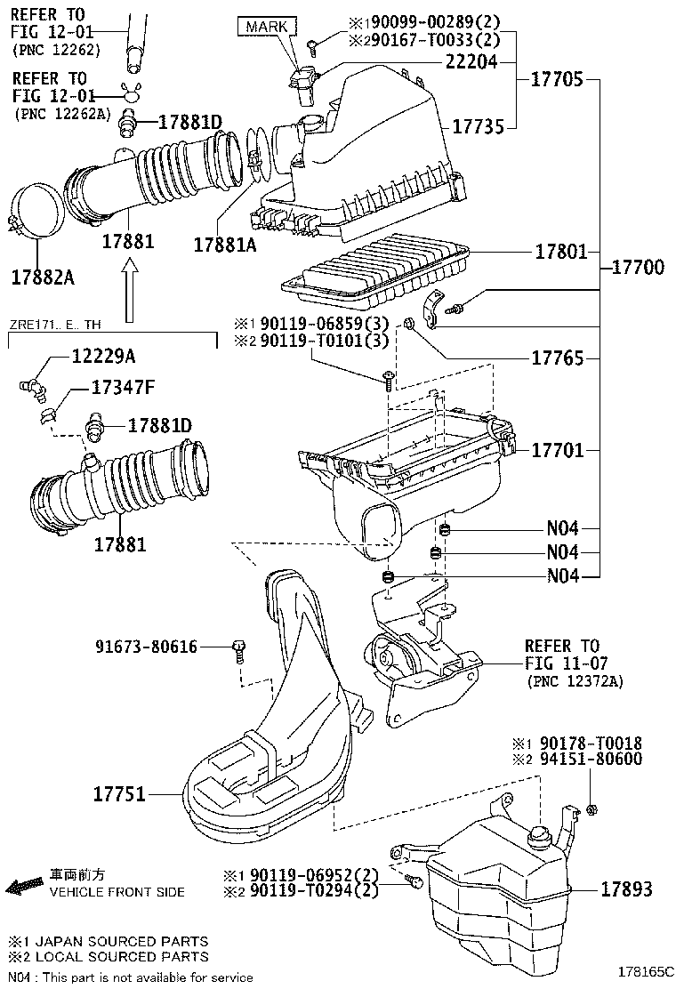 12229-0T070 TUBE, UNION(FOG AIR CLEANER HOSE) product image