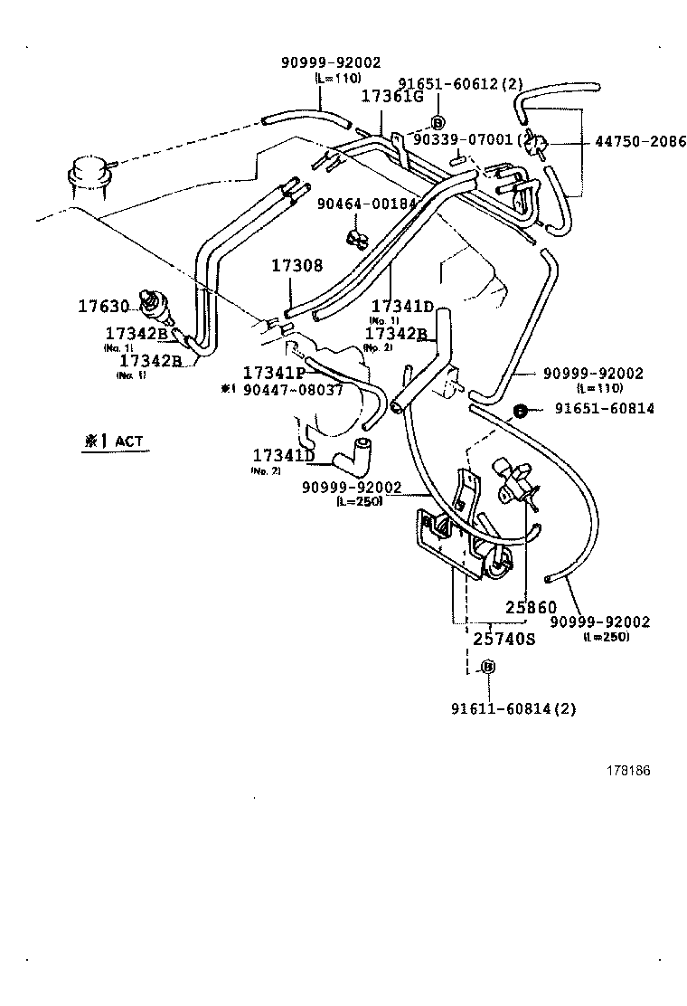 17342-74040 HOSE, NO.2(FOR IDLE-UP) product image