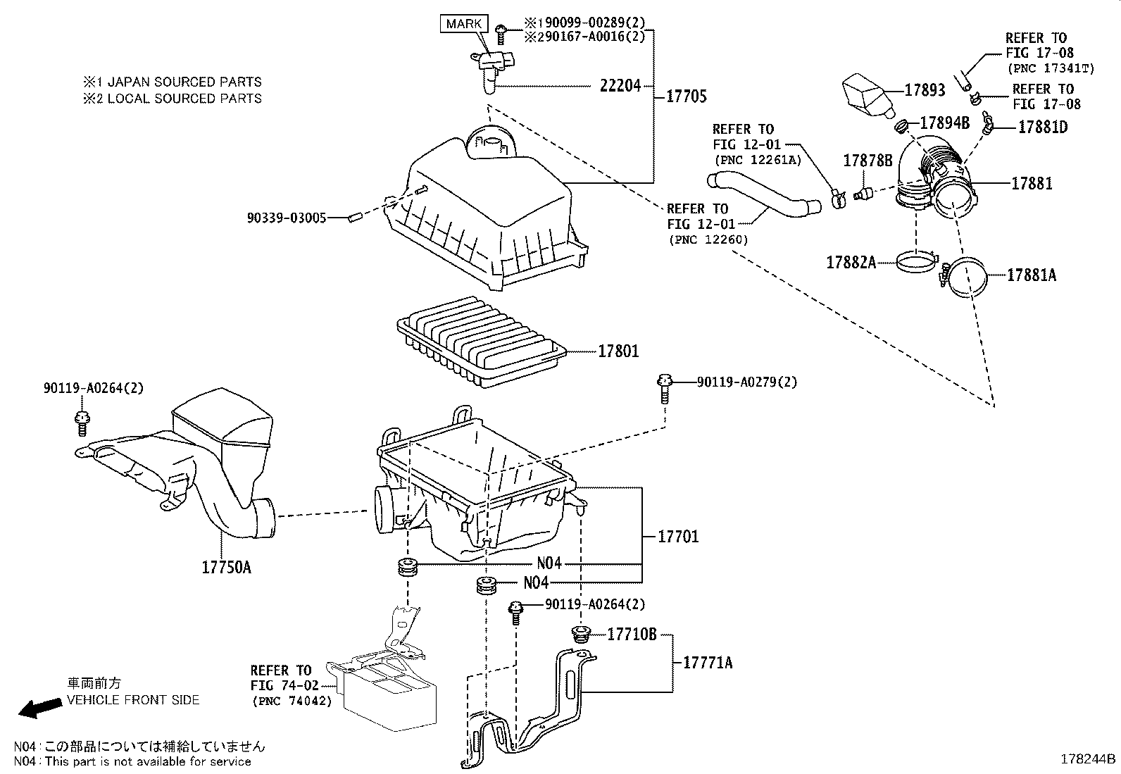 Toyota 17751-0P190 INLET, AIR CLEANER, NO.1